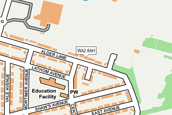 WA2 8AH map - OS OpenMap – Local (Ordnance Survey)