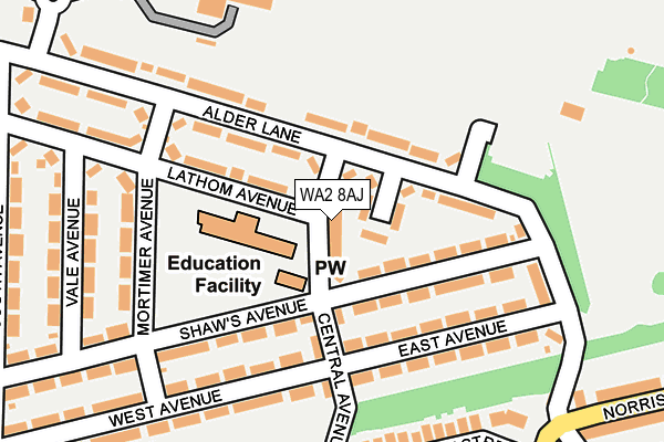 WA2 8AJ map - OS OpenMap – Local (Ordnance Survey)