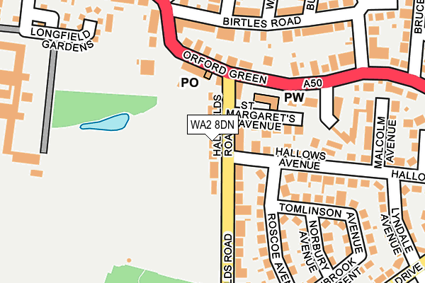 WA2 8DN map - OS OpenMap – Local (Ordnance Survey)