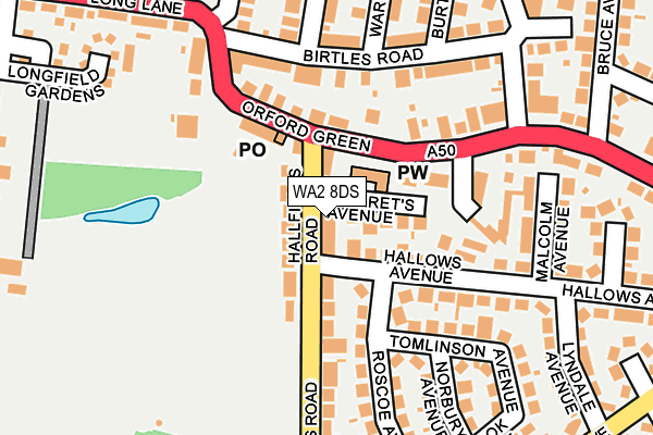 WA2 8DS map - OS OpenMap – Local (Ordnance Survey)