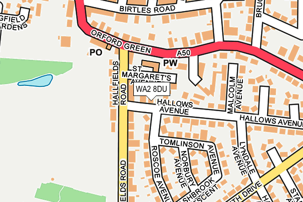 WA2 8DU map - OS OpenMap – Local (Ordnance Survey)