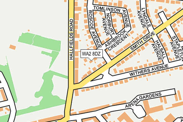 WA2 8DZ map - OS OpenMap – Local (Ordnance Survey)