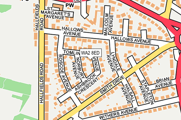 WA2 8ED map - OS OpenMap – Local (Ordnance Survey)