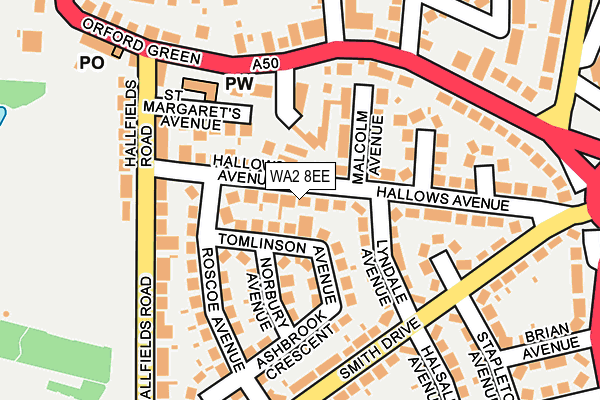 WA2 8EE map - OS OpenMap – Local (Ordnance Survey)
