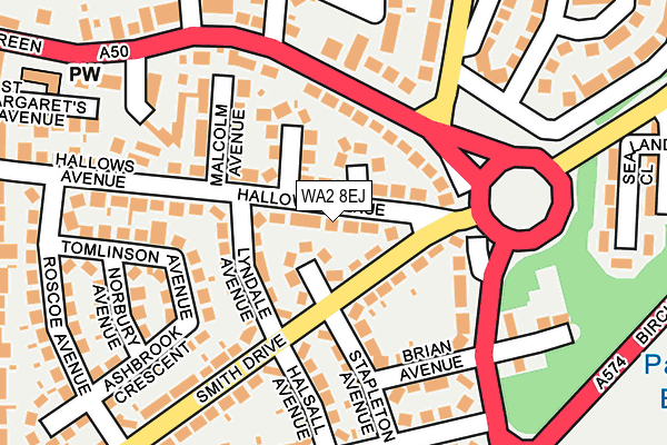 WA2 8EJ map - OS OpenMap – Local (Ordnance Survey)