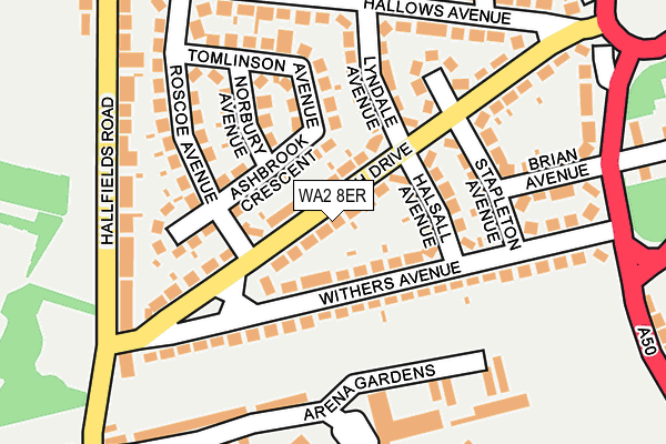 WA2 8ER map - OS OpenMap – Local (Ordnance Survey)