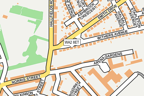 WA2 8ET map - OS OpenMap – Local (Ordnance Survey)
