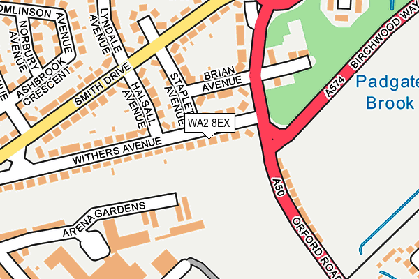 WA2 8EX map - OS OpenMap – Local (Ordnance Survey)