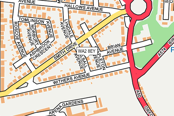 WA2 8EY map - OS OpenMap – Local (Ordnance Survey)