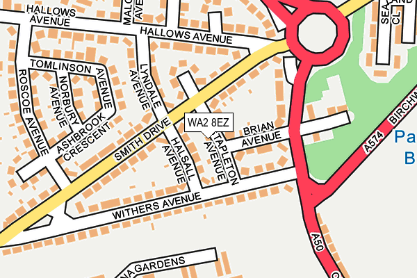 WA2 8EZ map - OS OpenMap – Local (Ordnance Survey)