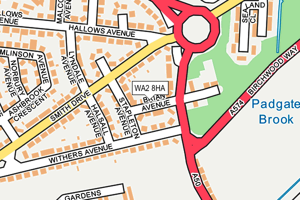 WA2 8HA map - OS OpenMap – Local (Ordnance Survey)