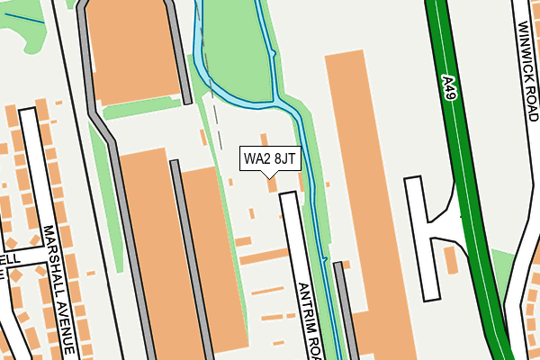 WA2 8JT map - OS OpenMap – Local (Ordnance Survey)