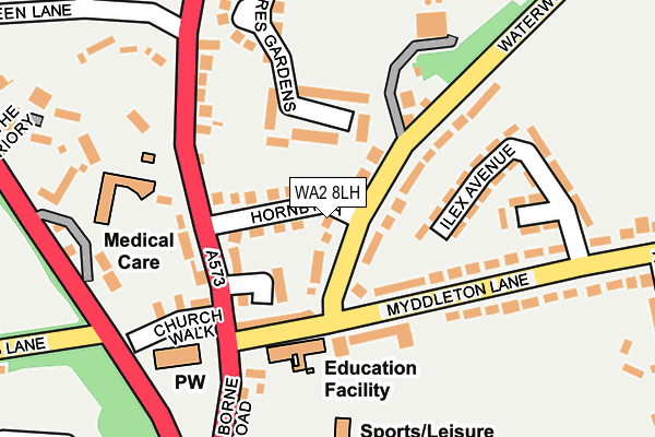 WA2 8LH map - OS OpenMap – Local (Ordnance Survey)