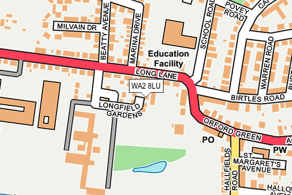 WA2 8LU map - OS OpenMap – Local (Ordnance Survey)