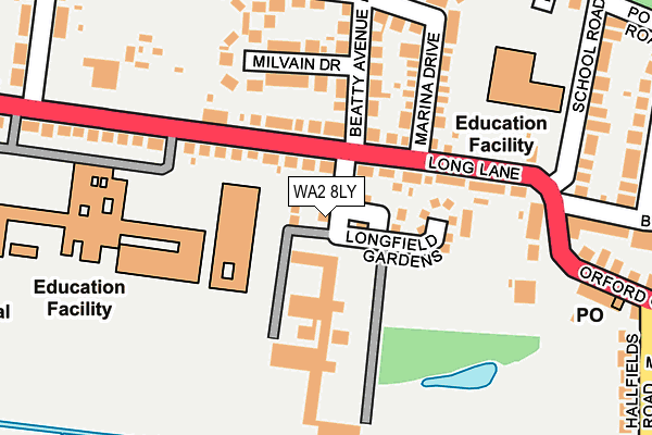 WA2 8LY map - OS OpenMap – Local (Ordnance Survey)