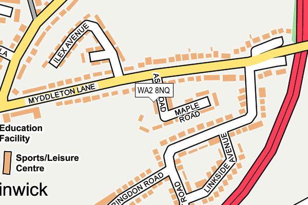 WA2 8NQ map - OS OpenMap – Local (Ordnance Survey)