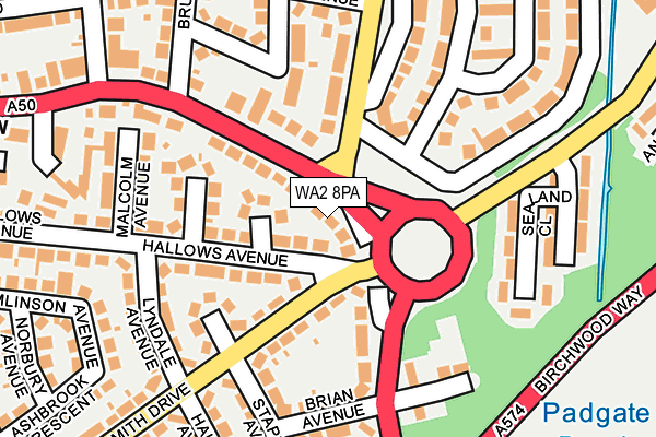 WA2 8PA map - OS OpenMap – Local (Ordnance Survey)