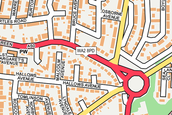 WA2 8PD map - OS OpenMap – Local (Ordnance Survey)