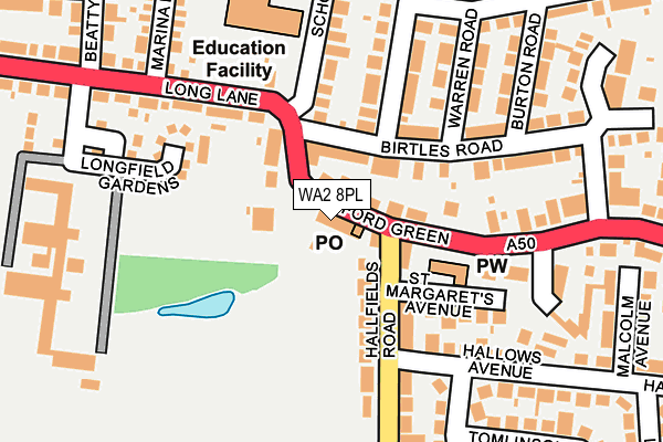 WA2 8PL map - OS OpenMap – Local (Ordnance Survey)