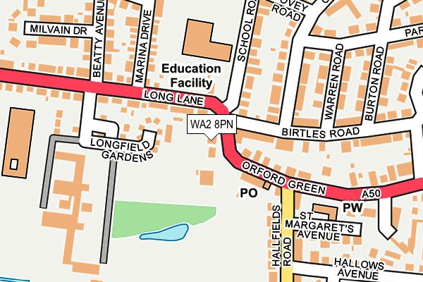 WA2 8PN map - OS OpenMap – Local (Ordnance Survey)