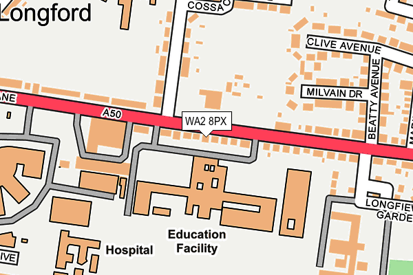 WA2 8PX map - OS OpenMap – Local (Ordnance Survey)