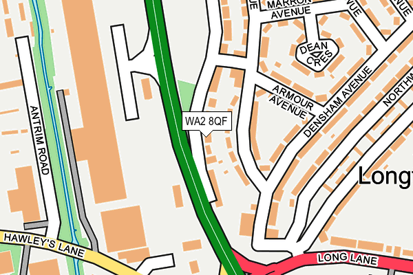 WA2 8QF map - OS OpenMap – Local (Ordnance Survey)