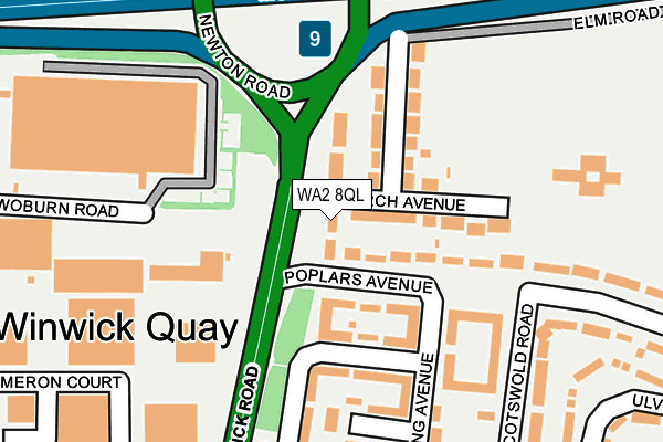 WA2 8QL map - OS OpenMap – Local (Ordnance Survey)