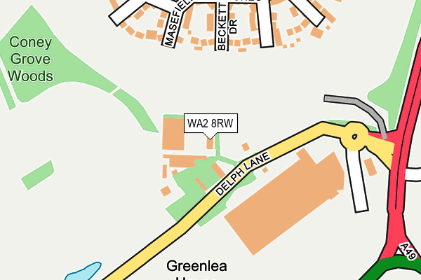 WA2 8RW map - OS OpenMap – Local (Ordnance Survey)