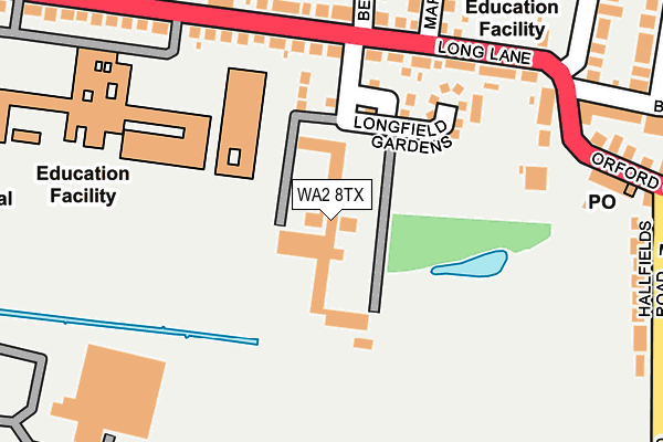 WA2 8TX map - OS OpenMap – Local (Ordnance Survey)