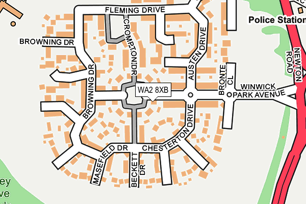 WA2 8XB map - OS OpenMap – Local (Ordnance Survey)