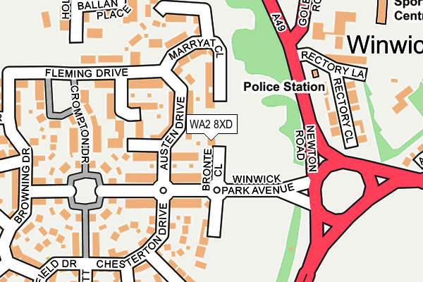 WA2 8XD map - OS OpenMap – Local (Ordnance Survey)