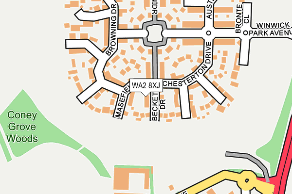 WA2 8XJ map - OS OpenMap – Local (Ordnance Survey)