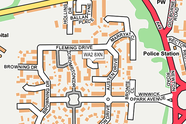 WA2 8XN map - OS OpenMap – Local (Ordnance Survey)