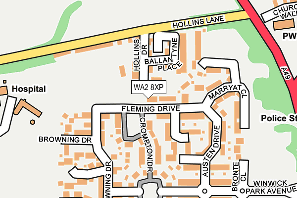 WA2 8XP map - OS OpenMap – Local (Ordnance Survey)