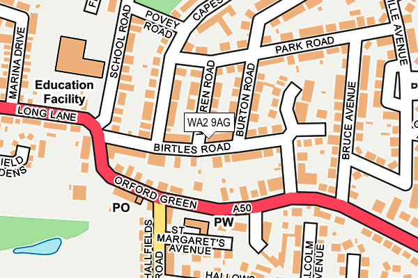 WA2 9AG map - OS OpenMap – Local (Ordnance Survey)
