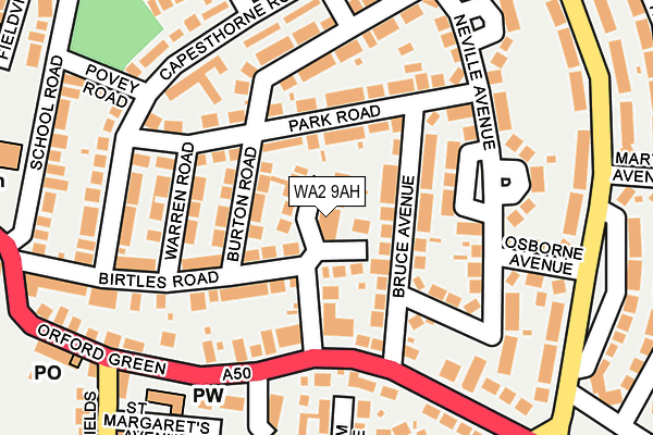 WA2 9AH map - OS OpenMap – Local (Ordnance Survey)