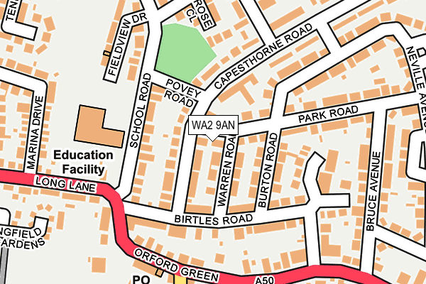 WA2 9AN map - OS OpenMap – Local (Ordnance Survey)