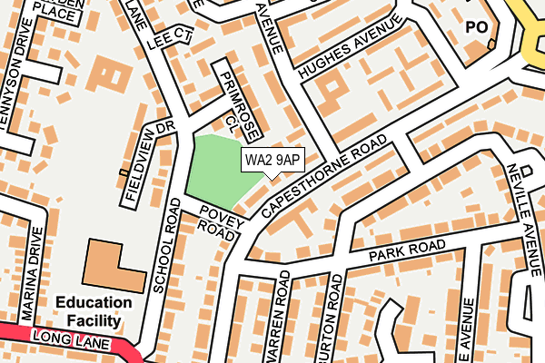 WA2 9AP map - OS OpenMap – Local (Ordnance Survey)