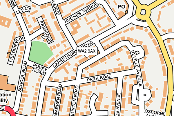 WA2 9AX map - OS OpenMap – Local (Ordnance Survey)