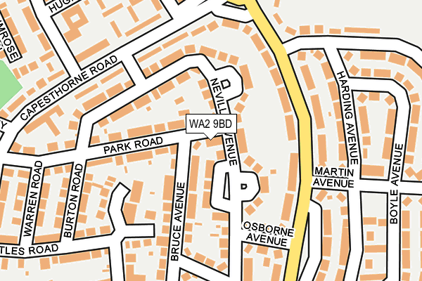 WA2 9BD map - OS OpenMap – Local (Ordnance Survey)