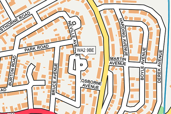WA2 9BE map - OS OpenMap – Local (Ordnance Survey)