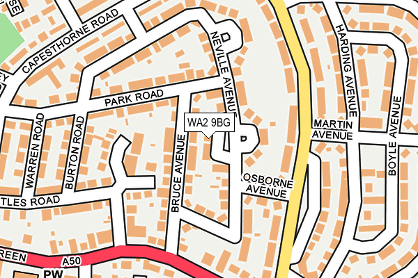 WA2 9BG map - OS OpenMap – Local (Ordnance Survey)