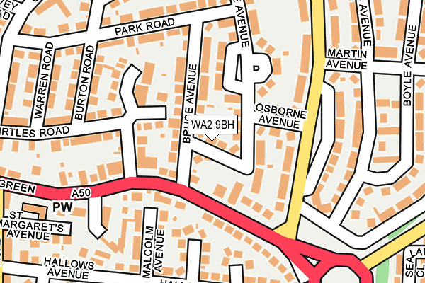 WA2 9BH map - OS OpenMap – Local (Ordnance Survey)