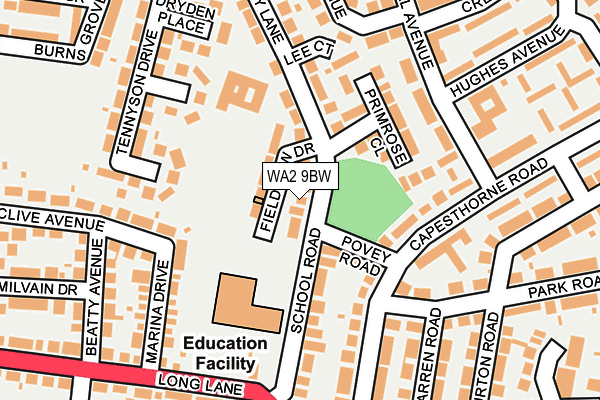 WA2 9BW map - OS OpenMap – Local (Ordnance Survey)