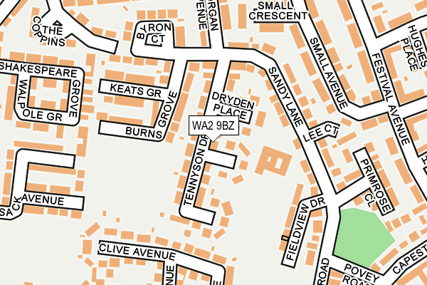 WA2 9BZ map - OS OpenMap – Local (Ordnance Survey)