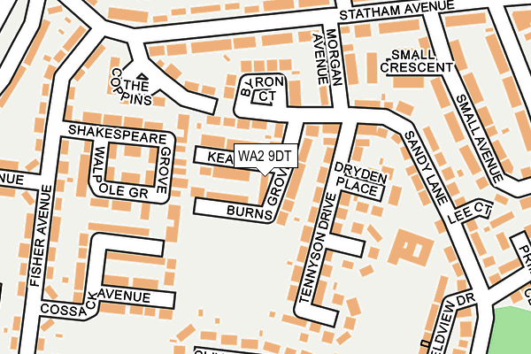 WA2 9DT map - OS OpenMap – Local (Ordnance Survey)