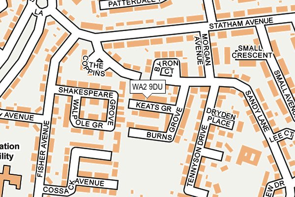 WA2 9DU map - OS OpenMap – Local (Ordnance Survey)