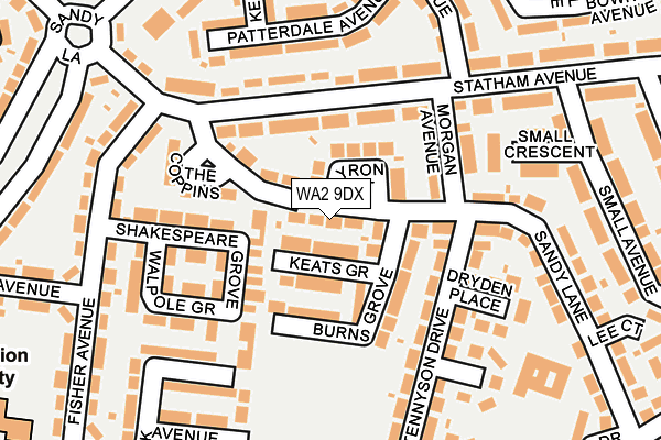 WA2 9DX map - OS OpenMap – Local (Ordnance Survey)