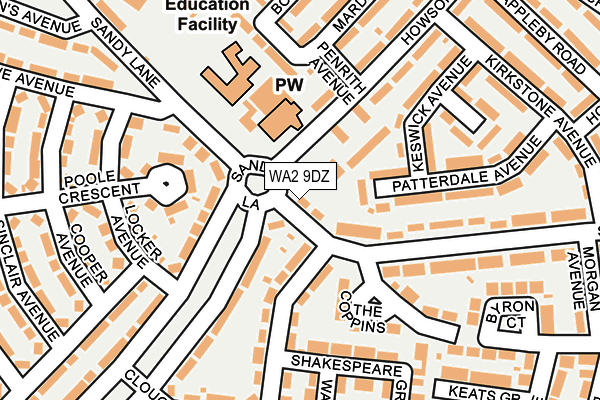 WA2 9DZ map - OS OpenMap – Local (Ordnance Survey)