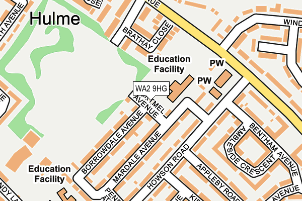 WA2 9HG map - OS OpenMap – Local (Ordnance Survey)